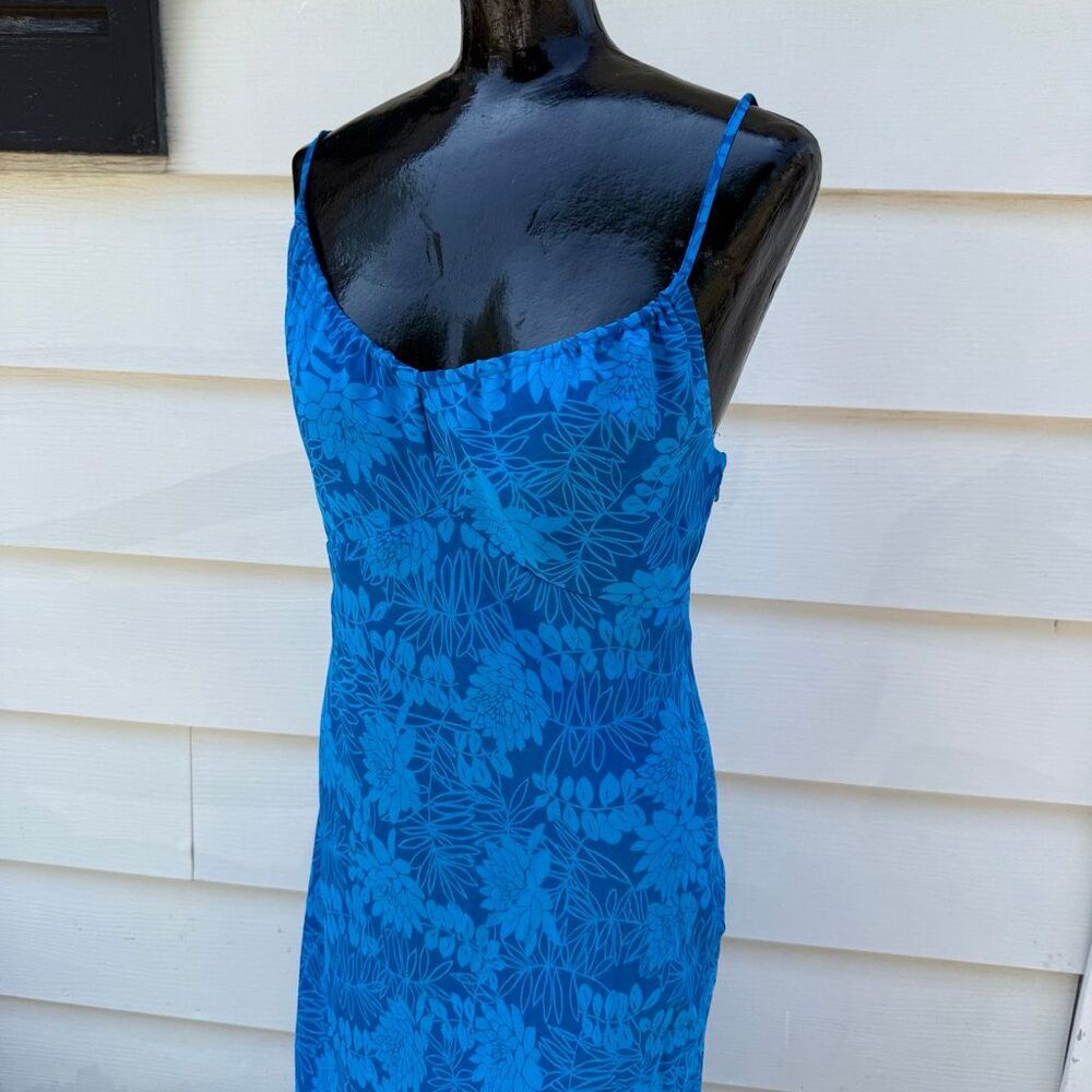 Express Blue Floral Slip Dress Vintage Y2K Midi Dress - Picture 2 of 4